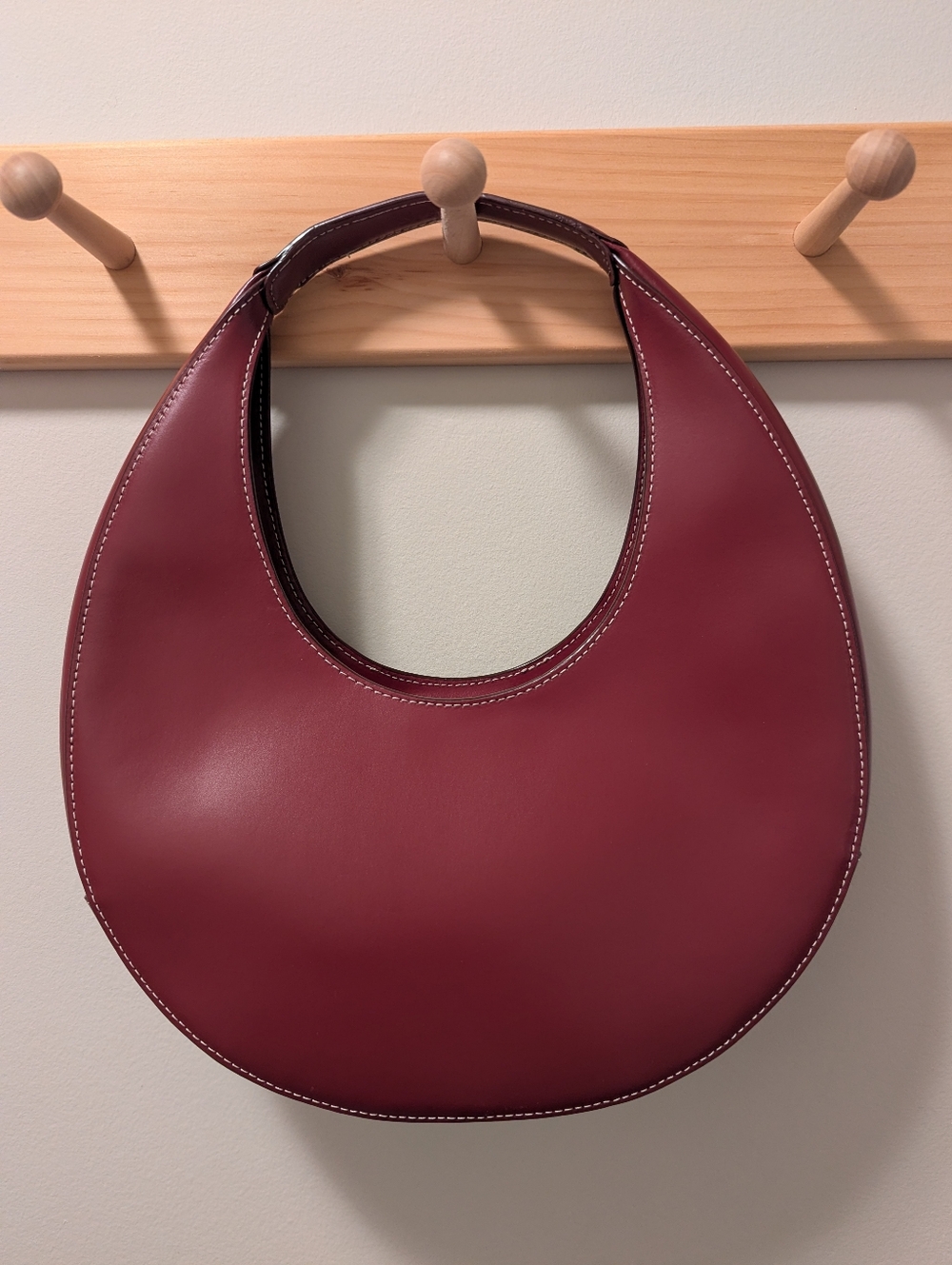 STAUD Crescent Leather Shoulder Bag in Raspberry - Picture 4 of 7